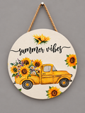 "Summer Vibes" Round Sunflower Sign