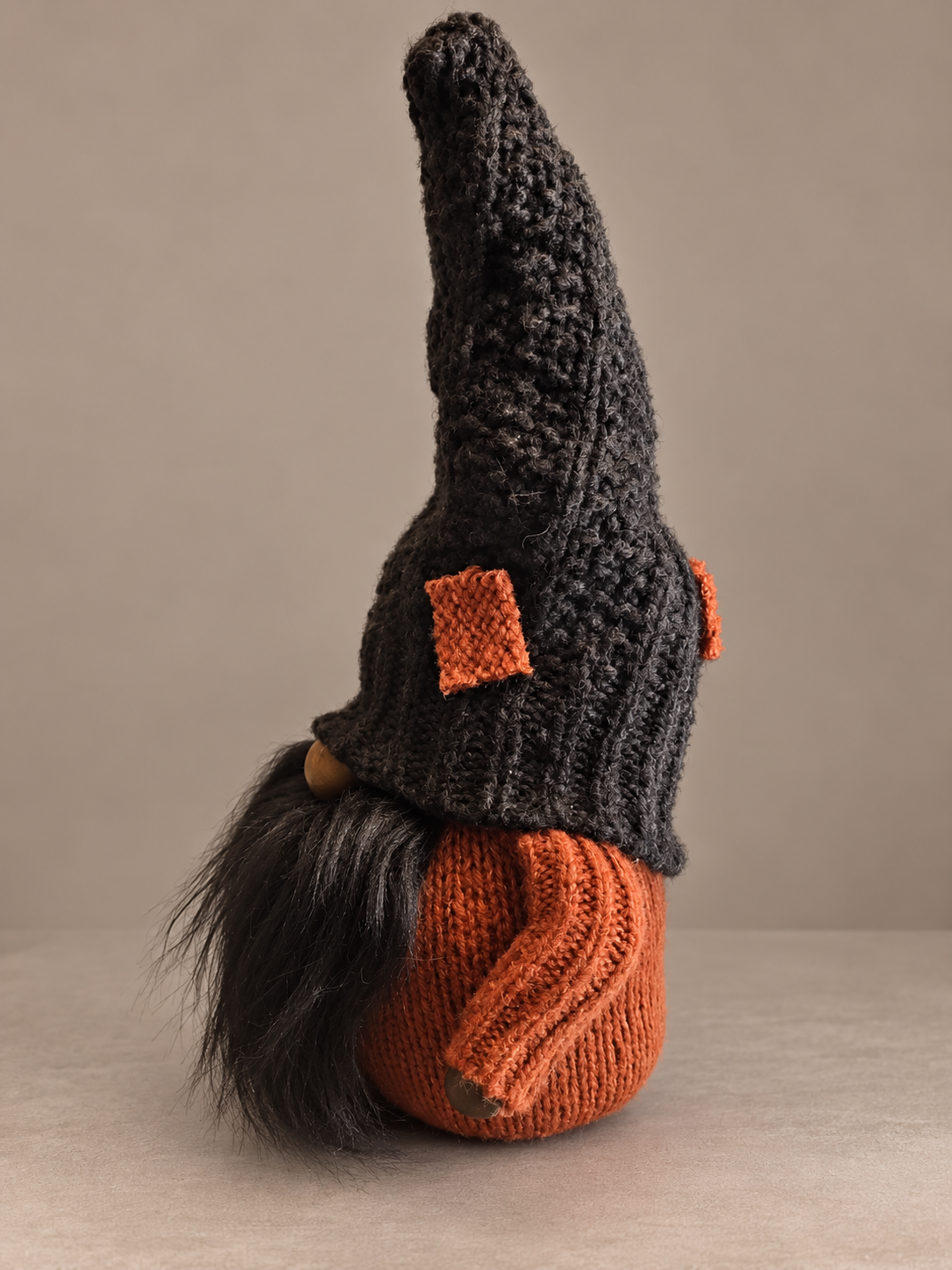 Charcoal and Burnt Orange Fall Gnome