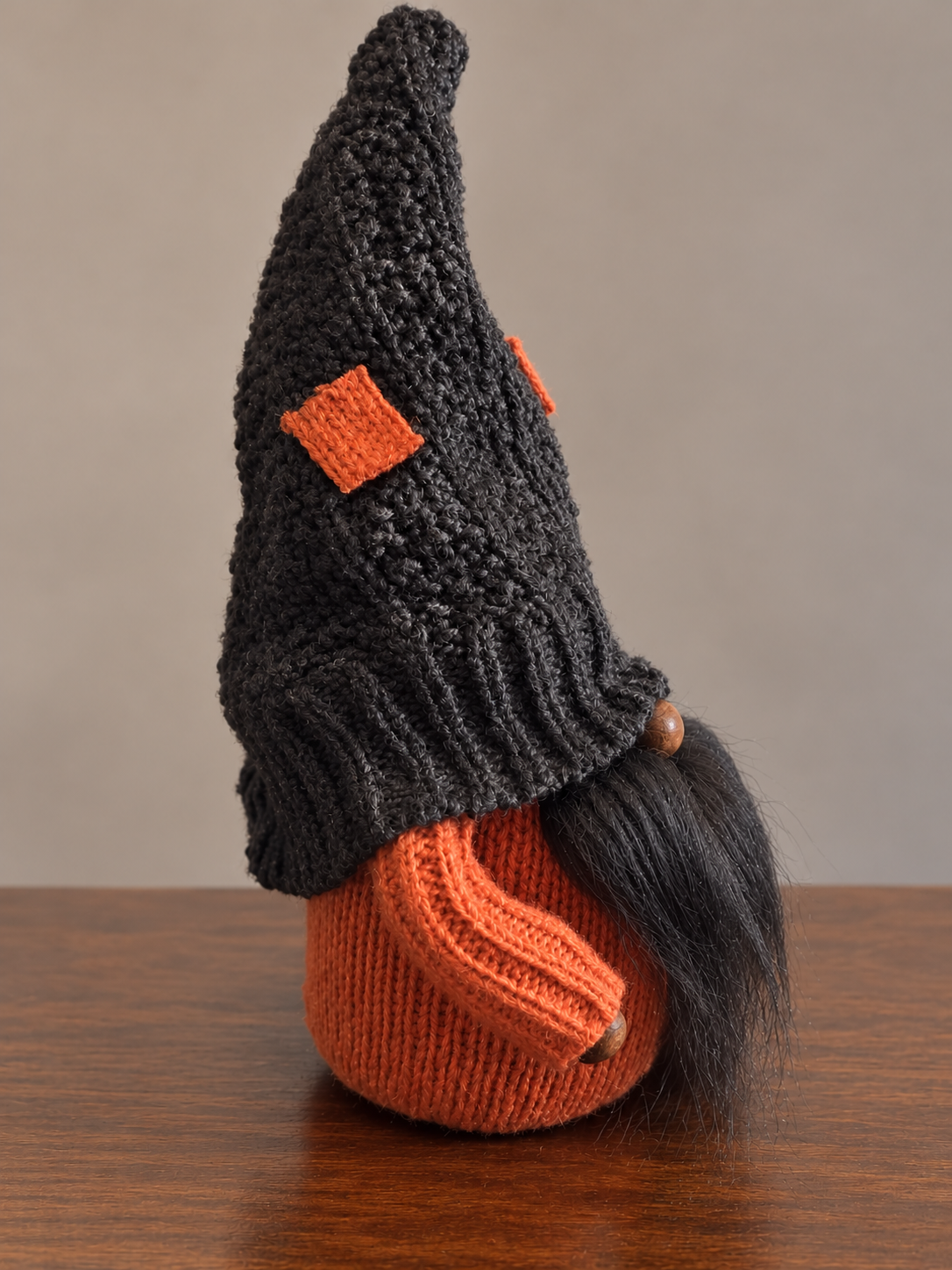 Charcoal and Burnt Orange Fall Gnome