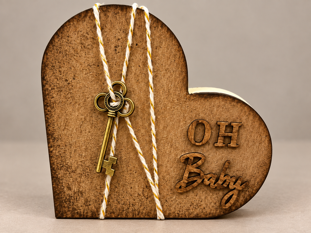 "Oh Baby" Wooden Heart Block Sign
