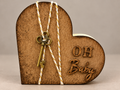 "Oh Baby" Wooden Heart Block Sign
