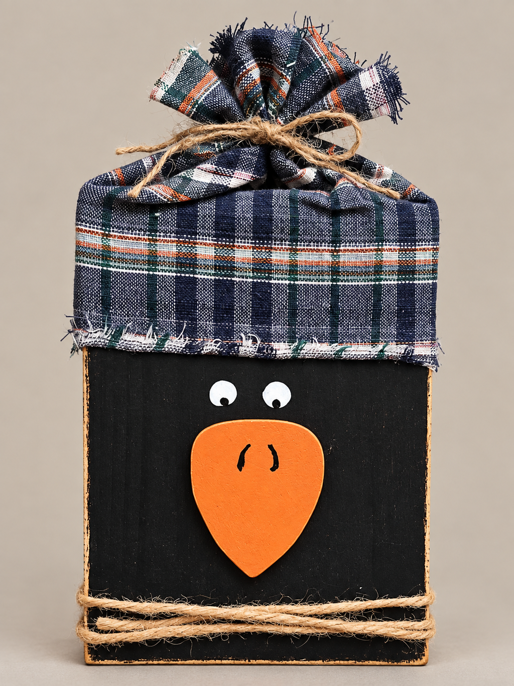 Double-Sided Scarecrow & Snowman Wooden Block Sign
