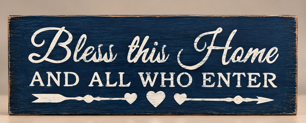 "Bless This Home and All Who Enter" Wooden Sign