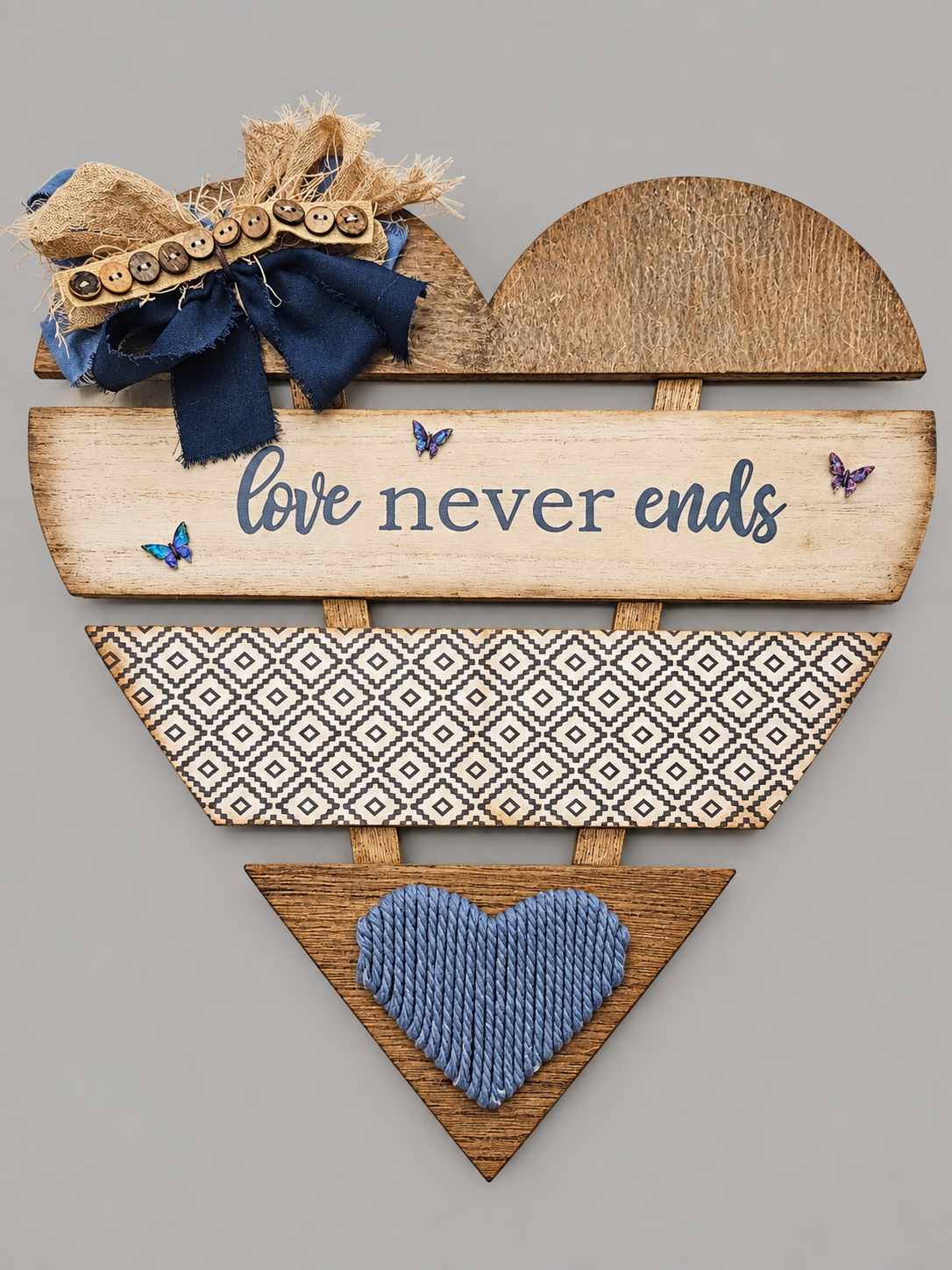 "Love Never Ends" Wooden Sign