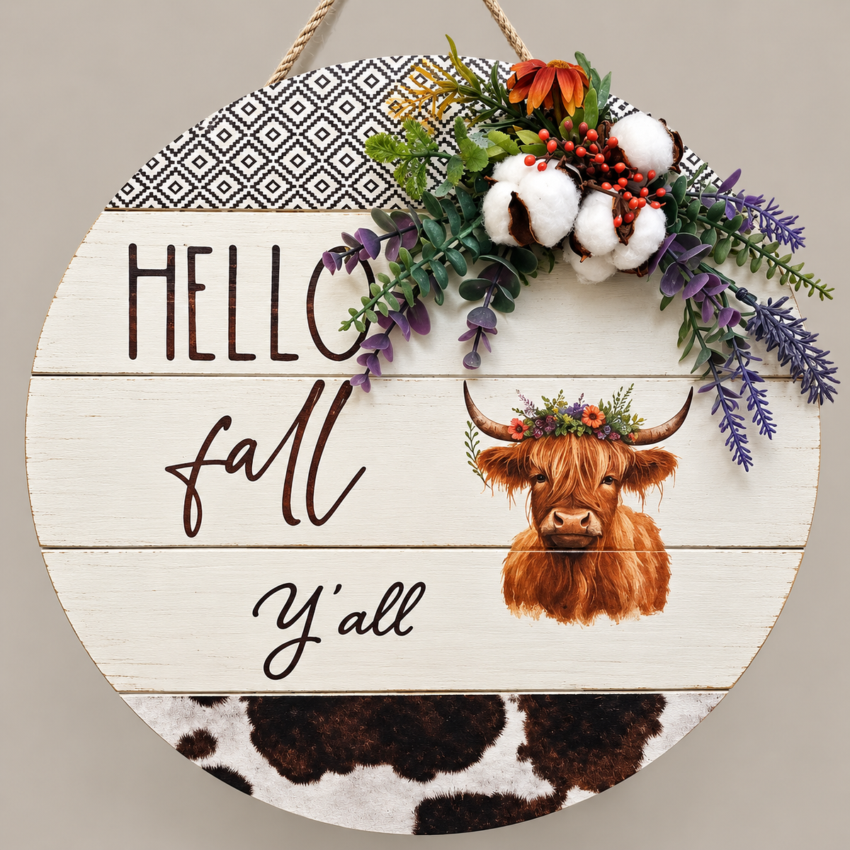 "Hello Fall" Wooden Round