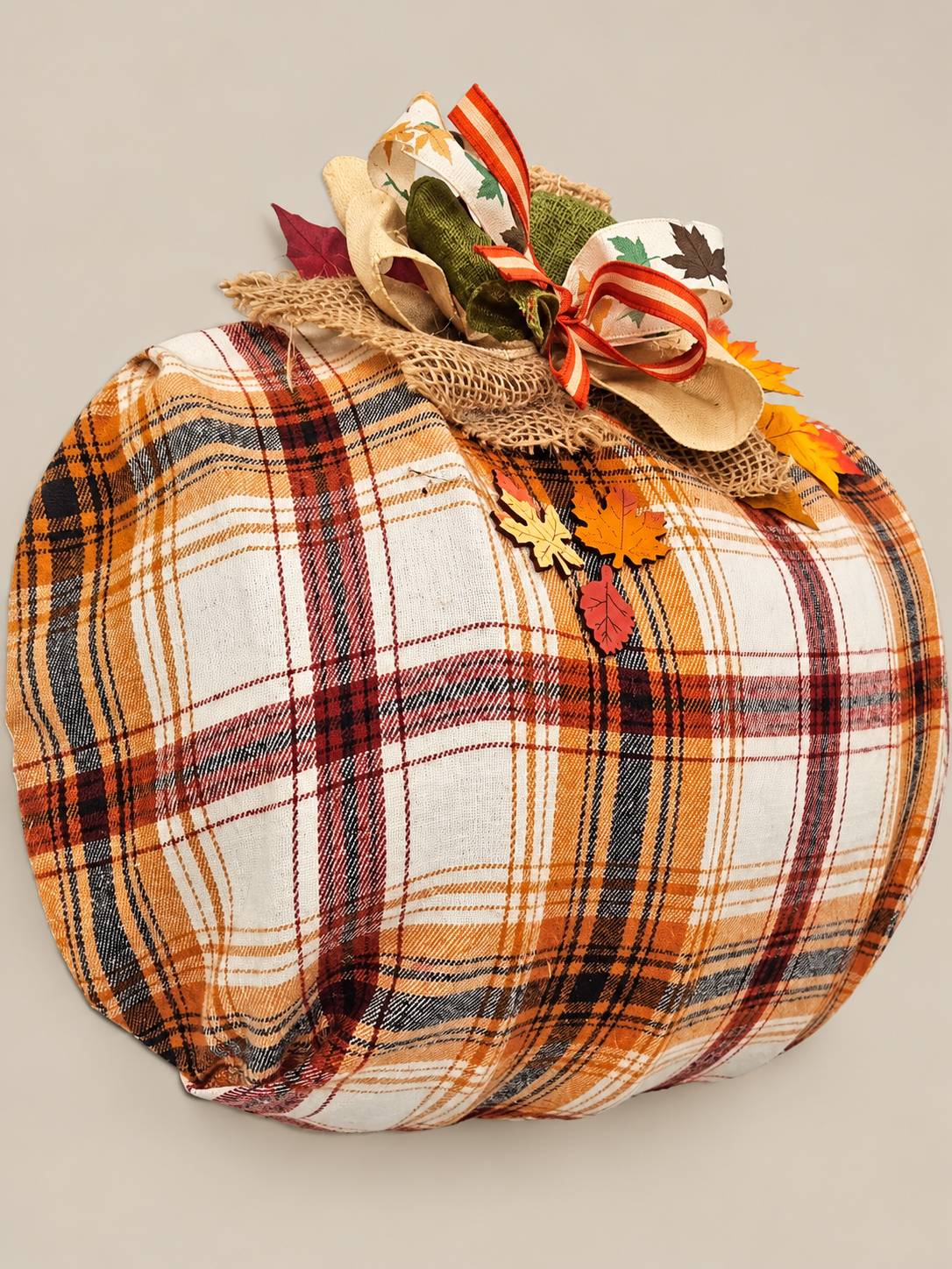 3D Plaid Fabric Pumpkin