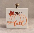 "Hello Fall" Pumpkin Wooden Block