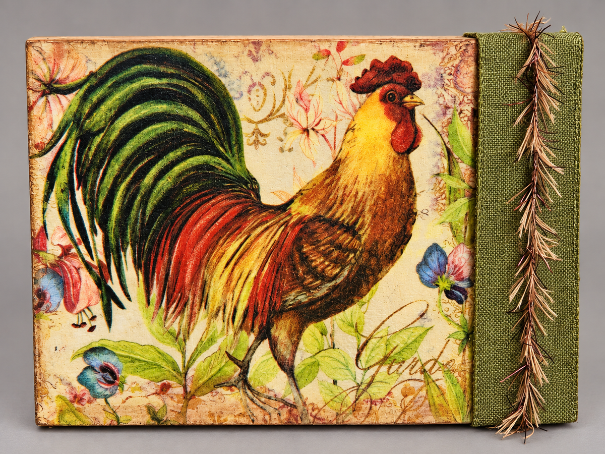 Vintage Rooster Block Sign