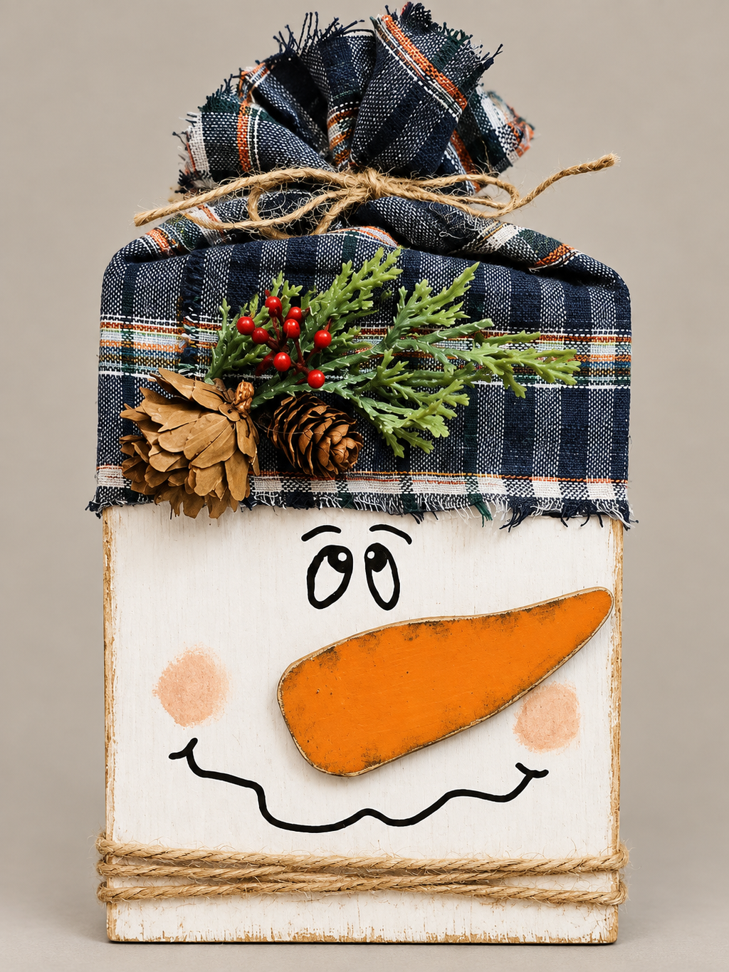 Double-Sided Scarecrow & Snowman Wooden Block Sign