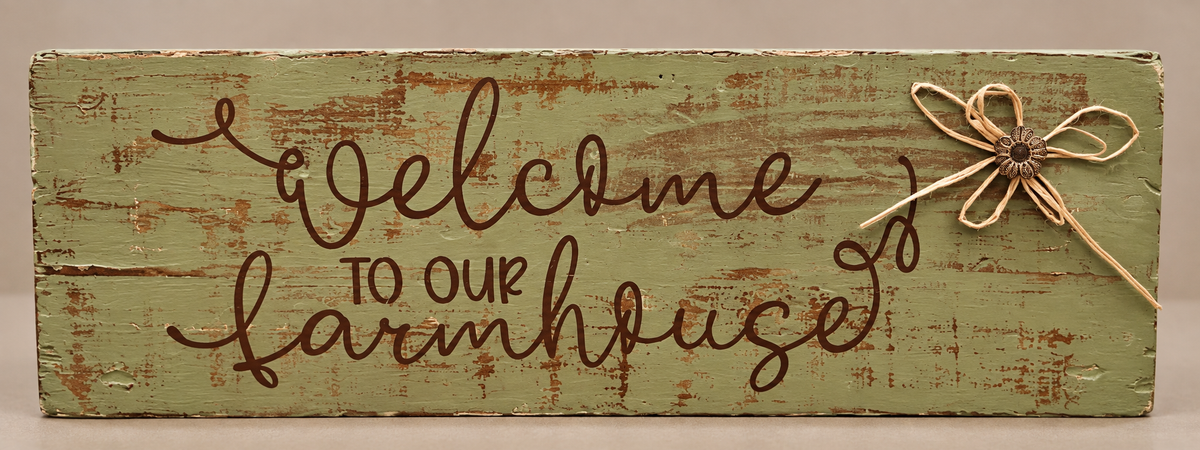 "Welcome to Our Farmhouse" Wooden Sign
