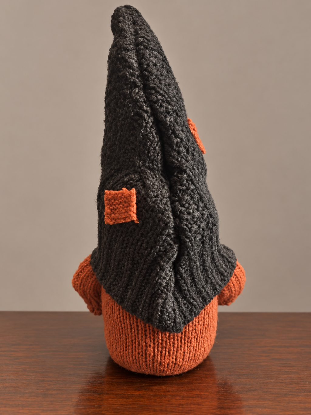 Charcoal and Burnt Orange Fall Gnome